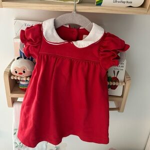 Adorable Red Baby Dress with White Collar